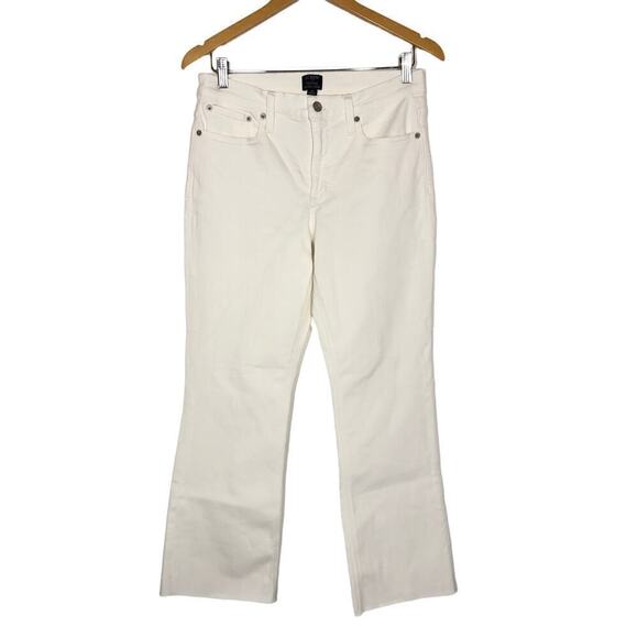 J. Crew Flare Crop Jeans Mid Rise Signature Stretch 5-Pocket White Denim Size 29 - Picture 4 of 9